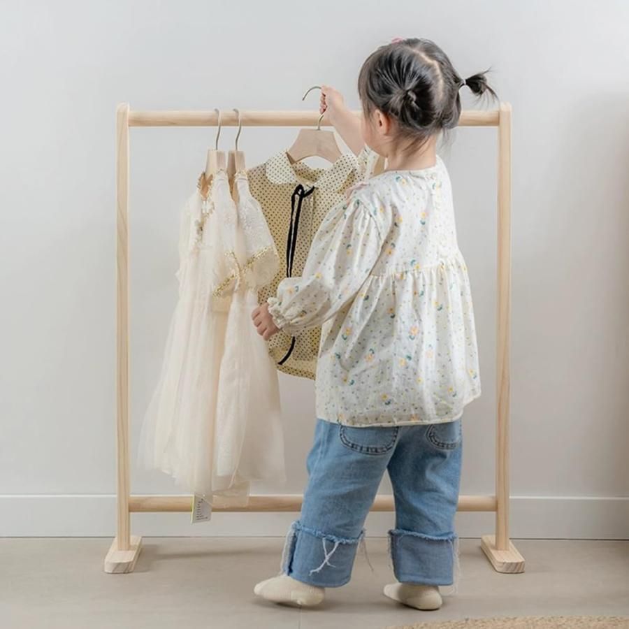 ハンガー ハンガーラック 木製 ハンガー 衣類収納 頑丈 耐久 省スペース 多目的ラック 組立簡単