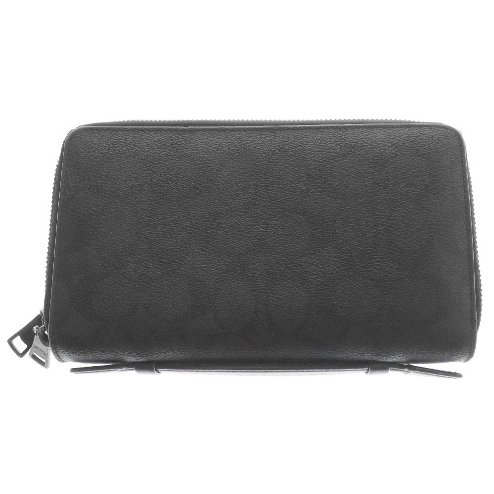 コーチ シグネチャー オーガナイザー クラッチバッグ ダブルジップ 黒