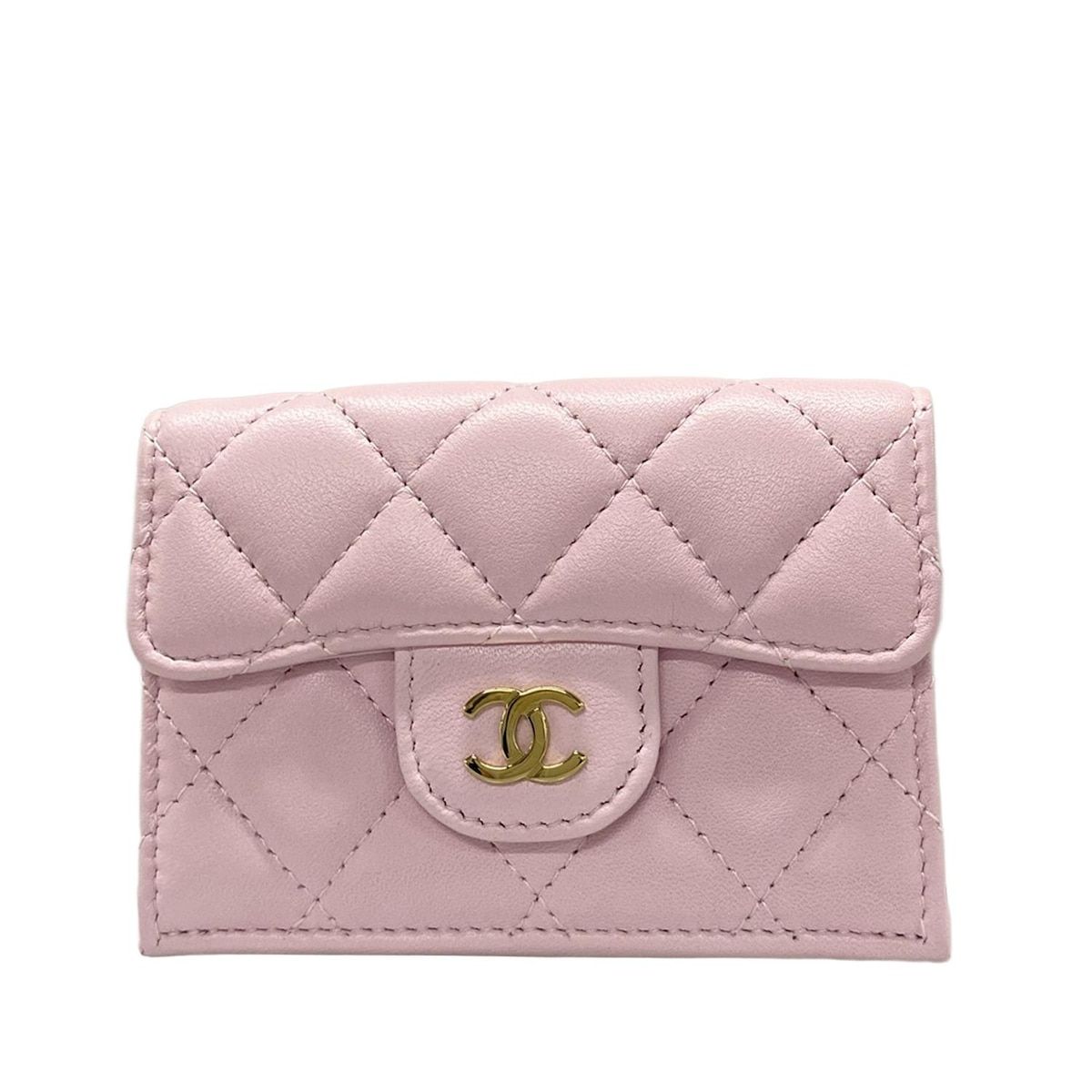 CHANEL シャネル 3つ折り財布 クラシックスモールフラップウォレット AP0230 ピンク ゴールド金具 ラムスキン