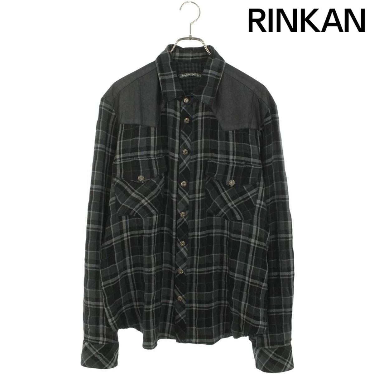 クロムハーツ WESTN SHIRT フローラルクロスボタン ウエスタン長袖シャツ メンズ L JVP