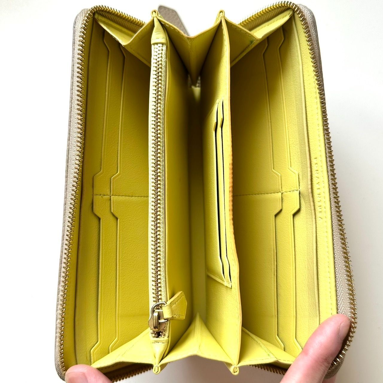 ボナベンチュラ BONAVENTURA 長財布 グレージュ×イエロー - メルカリ