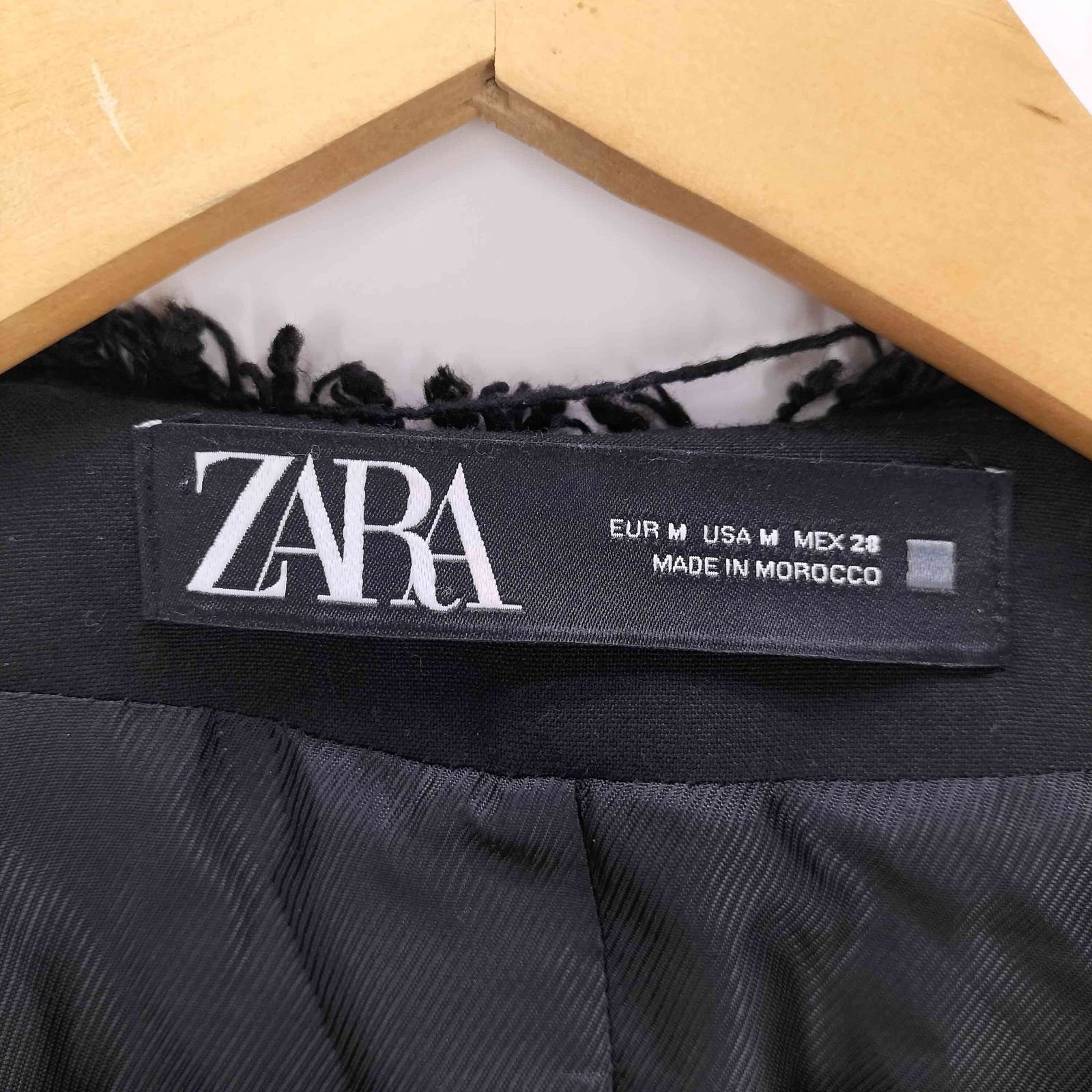 ザラ ZARA ツイード ボタンレス ノーカラー テーラード