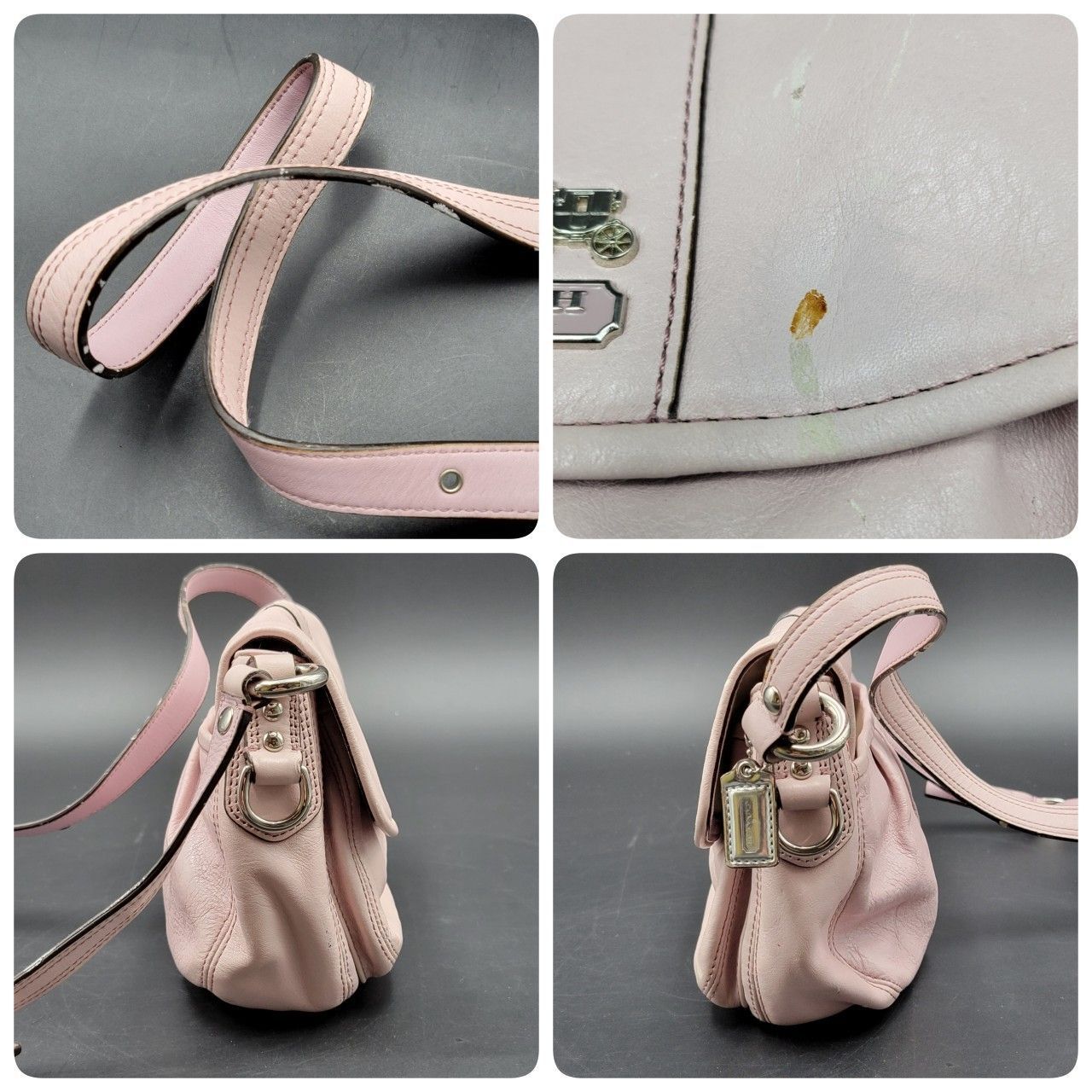 1 COACH コーチ レザー ショルダーバッグ ピンク - メルカリ