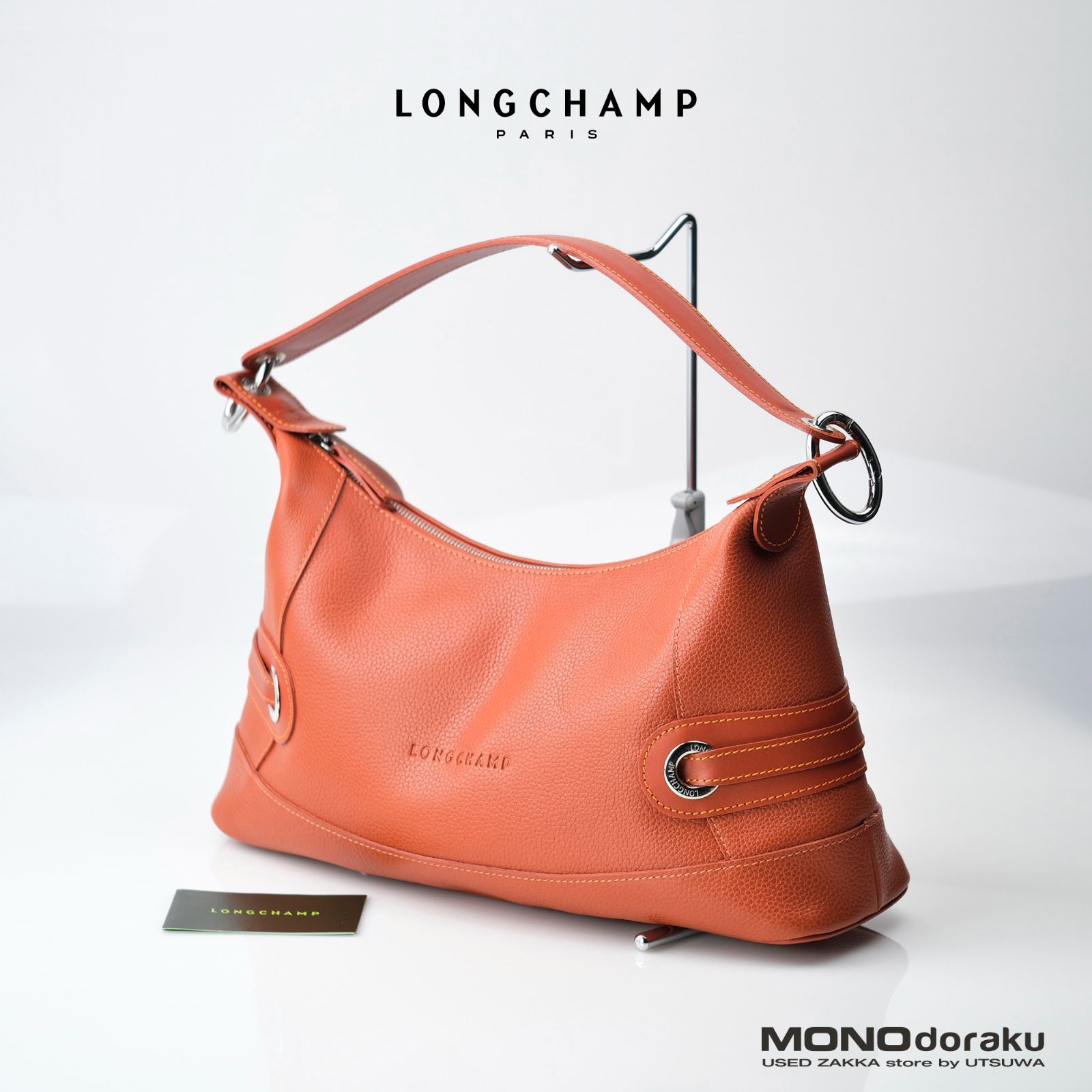 ロンシャン LONGCHAMP ショルダーバッグ レザー オレンジ 美品 - メルカリ