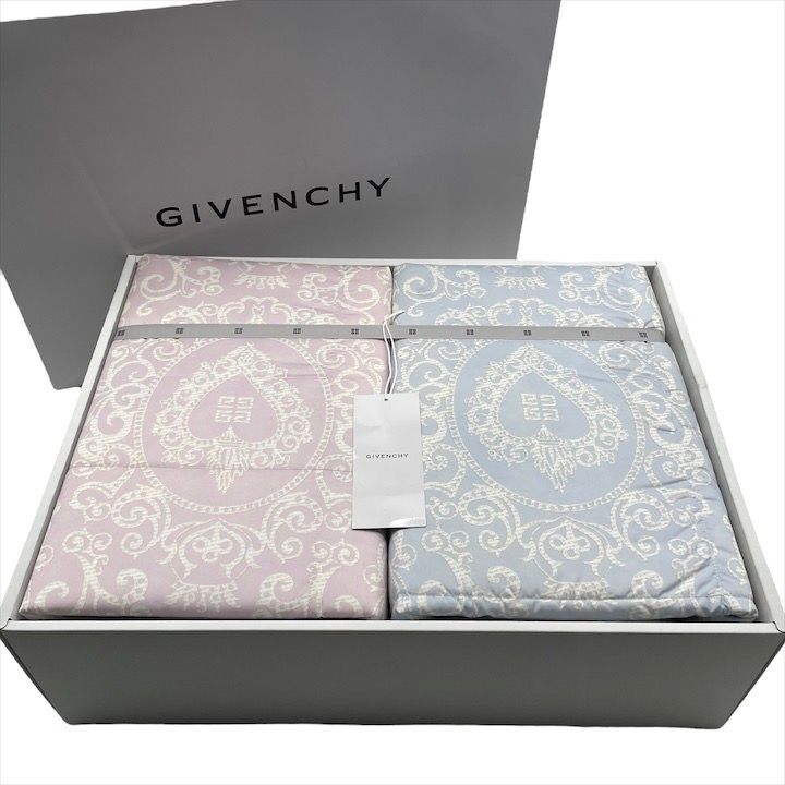 SALE，限定SALE 未使用品 GIVENCHY ジバンシィ ふとん 布団 寝具 羽毛 肌掛 ポリエステル ピンク ブルー 150×210 2枚 セット 贈り物 プレゼント m15091 掛け布団