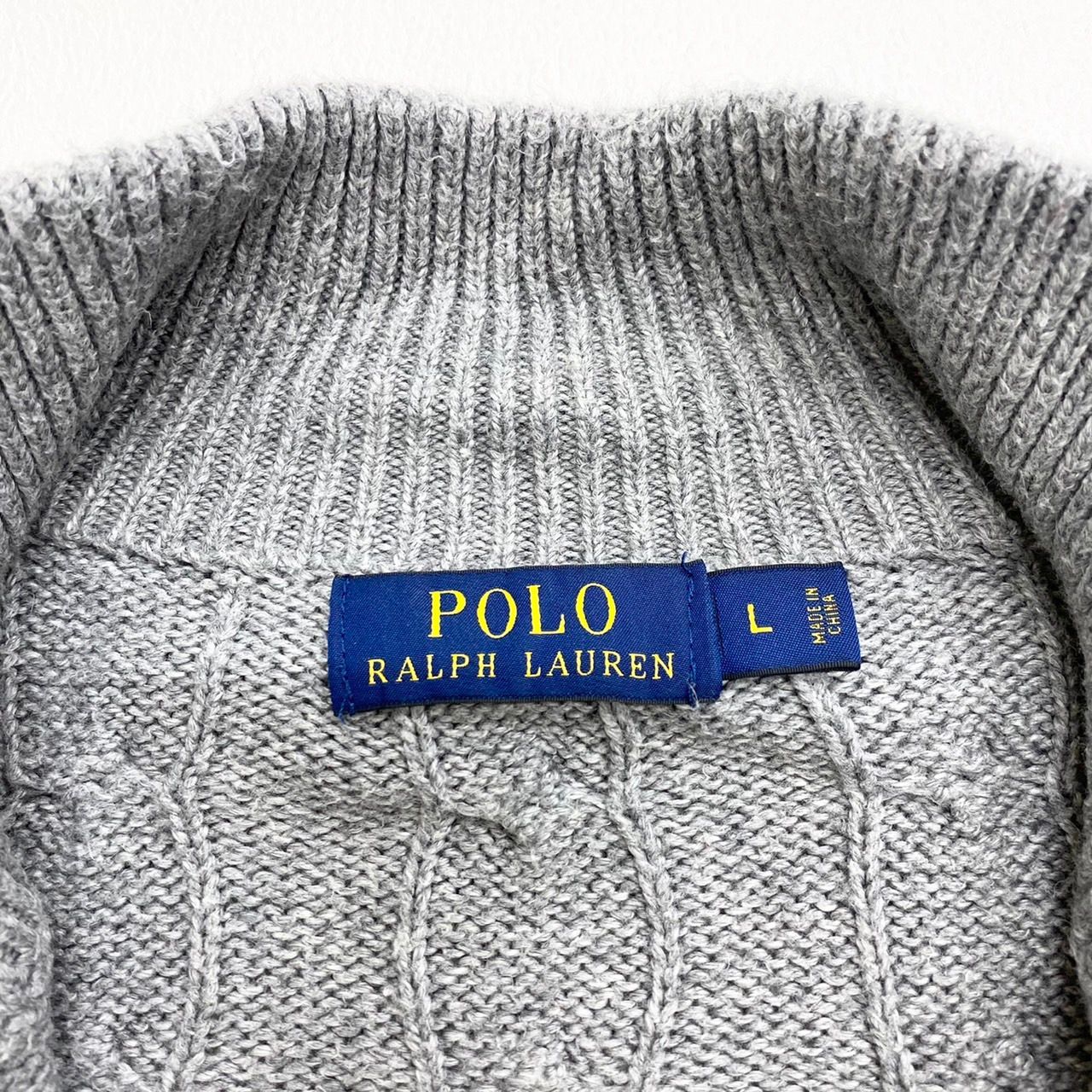 POLO ポロ ラルフローレン ハーフジップ コットンニット ケーブル編み L