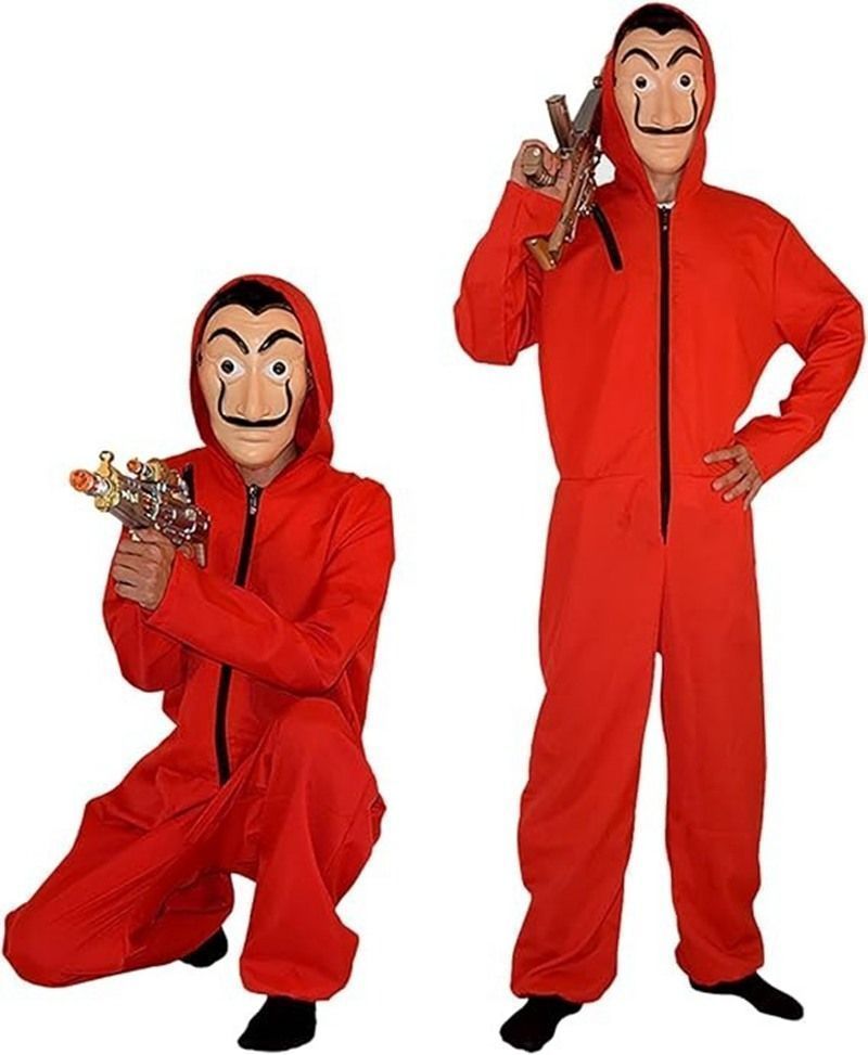 ペーパーハウス コスプレ マスク付 つなぎ服 ハロウィン 仮装 身長120～180㎝ 大人と子供兼用 男女共用 ハロウィン イベント コスチューム 舞台演出服 学園祭 文化祭 クリスマス仮装 コスチューム xzzhang688