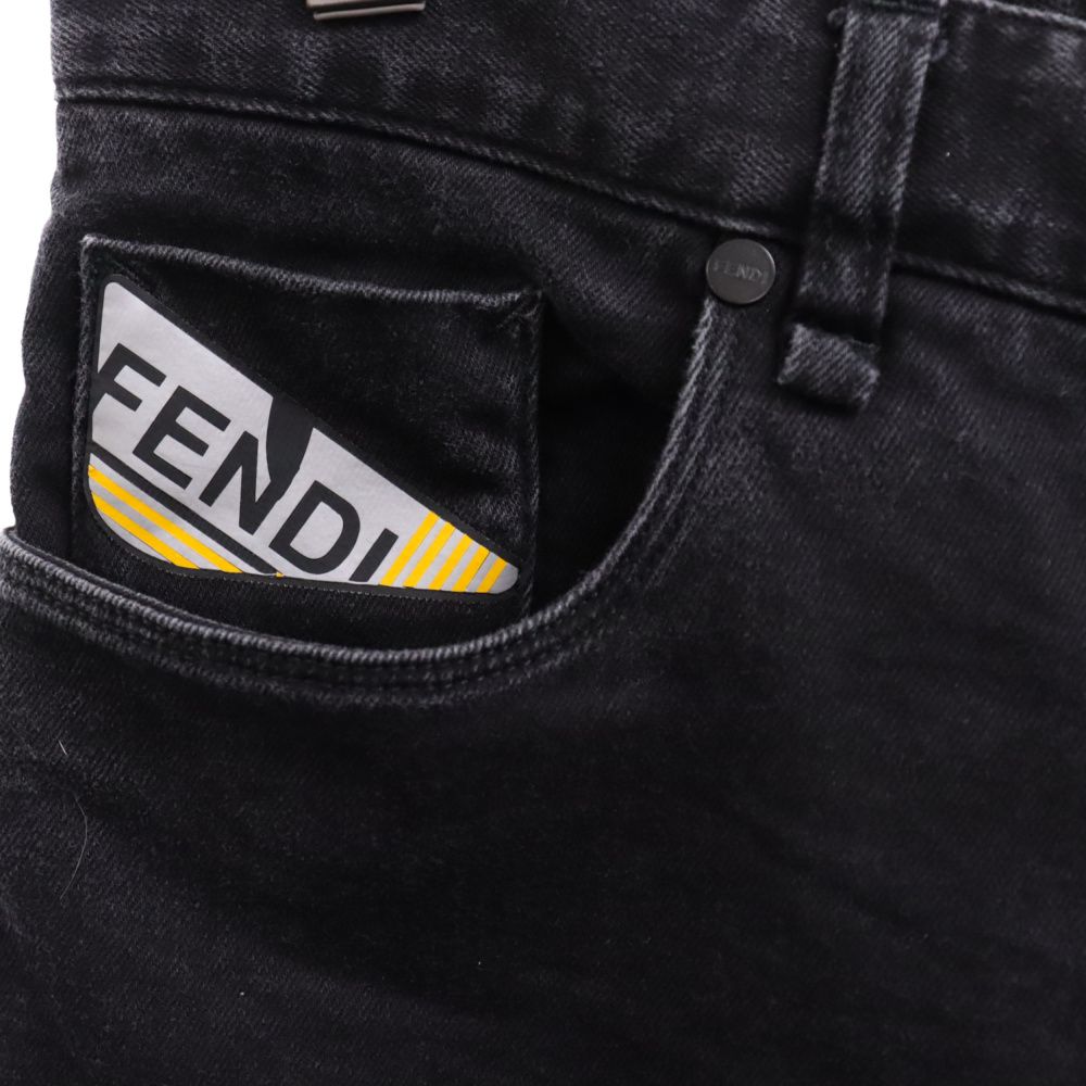 FENDI (フェンディ) バックパッチ付きストレートデニムパンツ FLP201