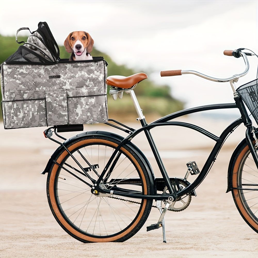 ペットフレンドリーな自転車用バスケット クイックリリースハンドルバーフロントキャリア 取り外し な小型ペットキャットドッグハーネス 取り外し な自転車ピクニックバッグ ポリエステル製 通勤 買い物 キャンプに最適