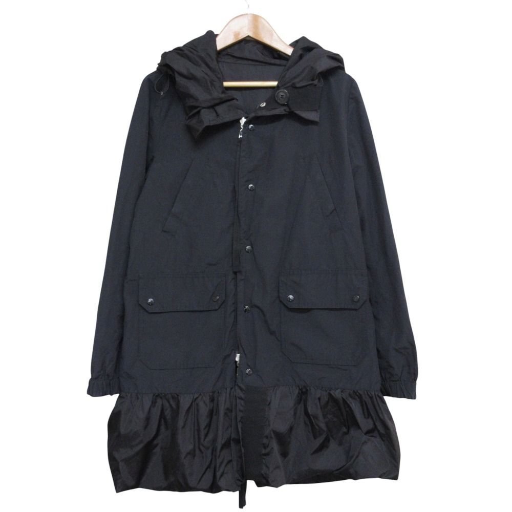 MONCLER sacai モンクレール サカイ コラボ YUKI フ ヘム ナイロン リバーシブル モッズコート 1 ブラック レディース 古着