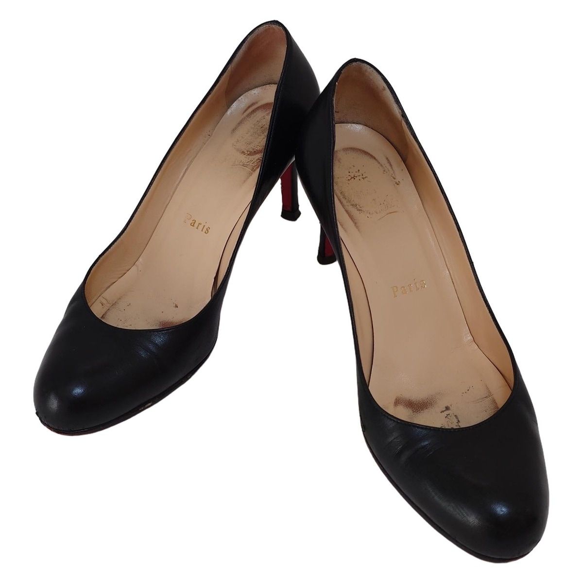 CHRISTIAN LOUBOUTIN クリスチャンルブタン パンプス 38 レディース - 黒 レザー