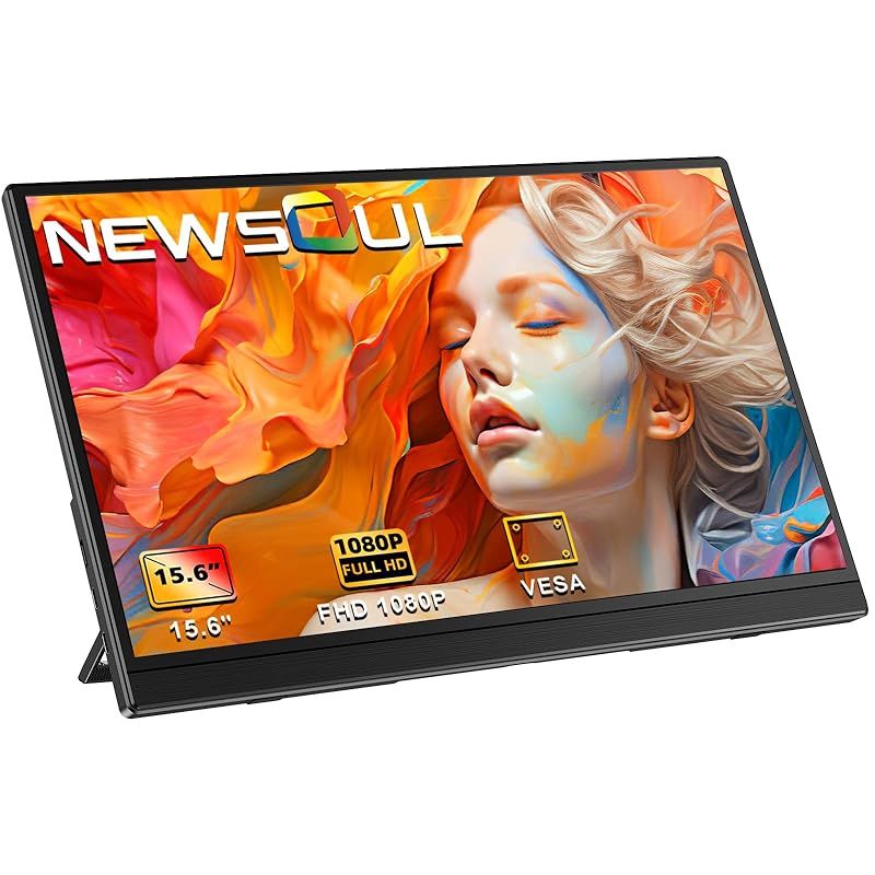 Newsoul モバイルモニター 15.6インチ モバイルディスプレイ 自立型 ポータブルモニター VESA対応 サブモニター 1920x1080FHD 持ち運びモニター 軽量 薄型 ゲーミングモニター IPS液晶パネル ゲーム