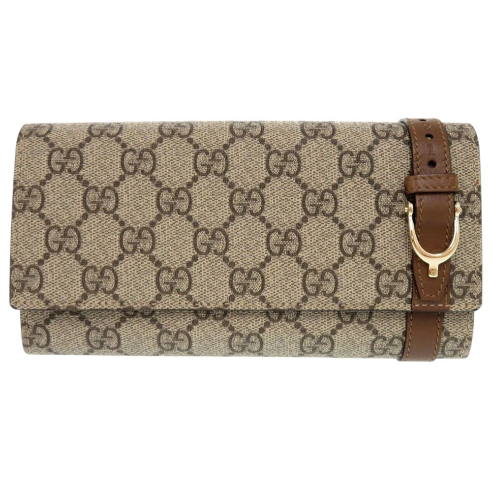 グッチ グッチニース GGスプリーム レザー 309760 ベージュ ブラウン 二つ折り長財布 長財布 1209 GUCCI