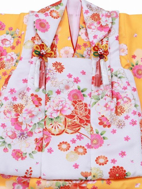 七五三 3歳着物 被布セット 正絹 手描き ピンク 赤 七五三 3歳女の子
