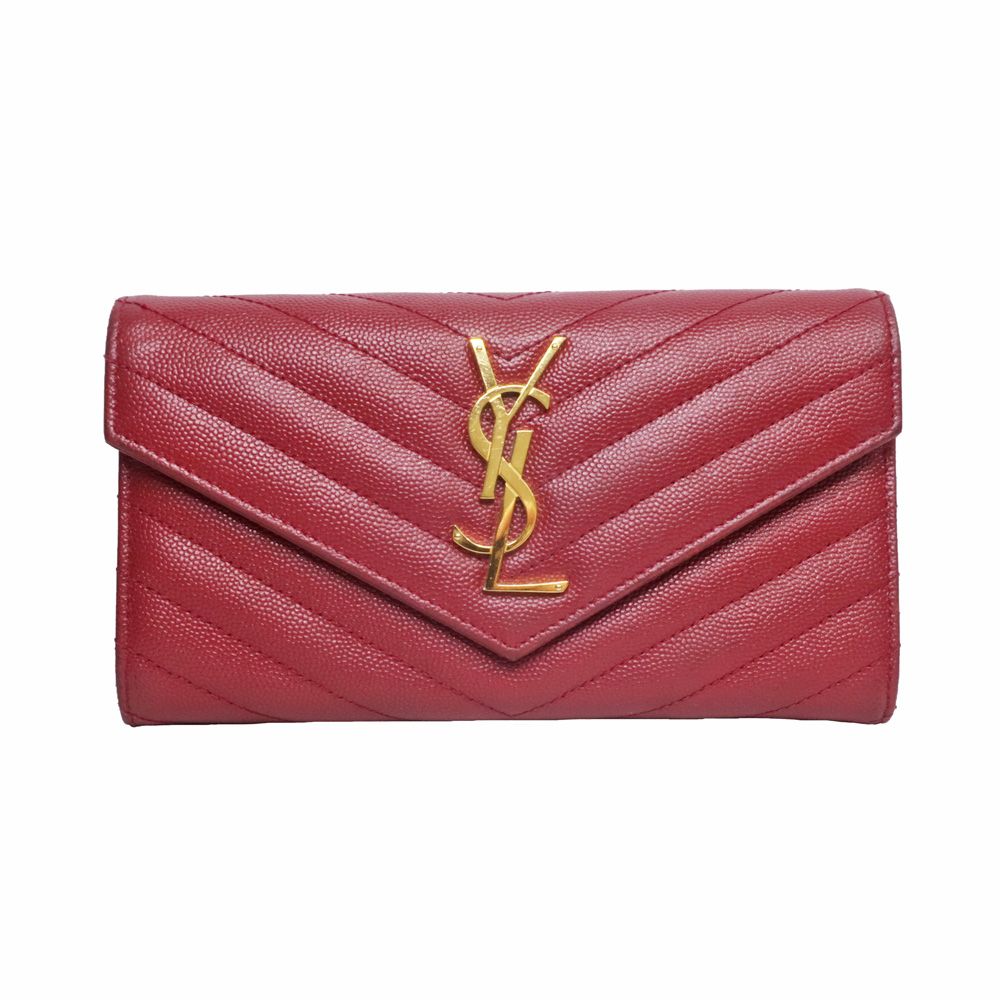 名東】【SAINT LAURENT】サンローラン 二つ折り長財布 ワイン 名東】【SAINT LAURENT】サンローラン 二つ折り長財布 ワイン