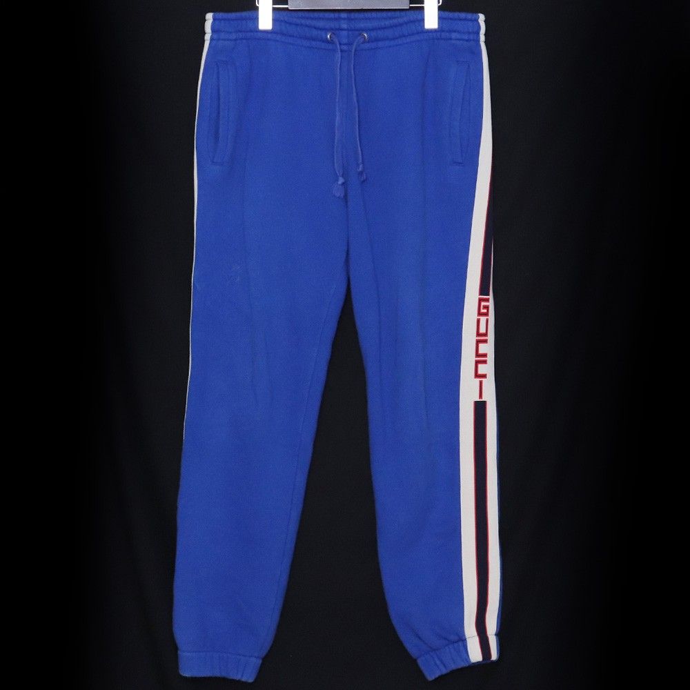 GUCCI テクニカルジャージースウェットロングパンツ Mサイズ ブルー