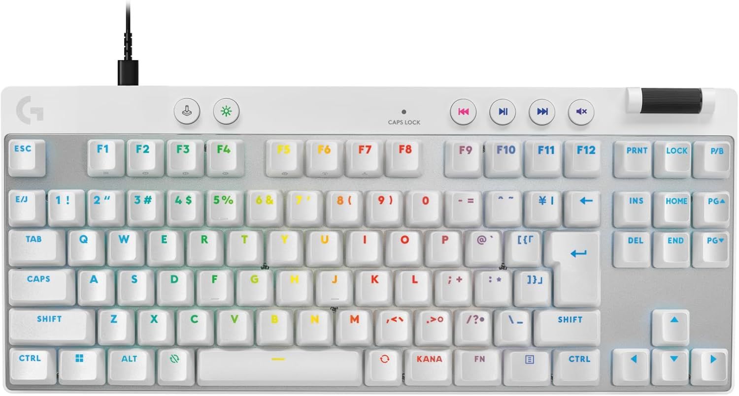 Logicool G ラピッドトリガー 日本先行発売 PRO X TKL RAPID ゲーミングキーボード アクチュエーションポイント 調整可能 押下圧 35g 日本語配列 G-PKB-TKL-RTWH 有線 テンキーレス 磁気式アナログスイッ