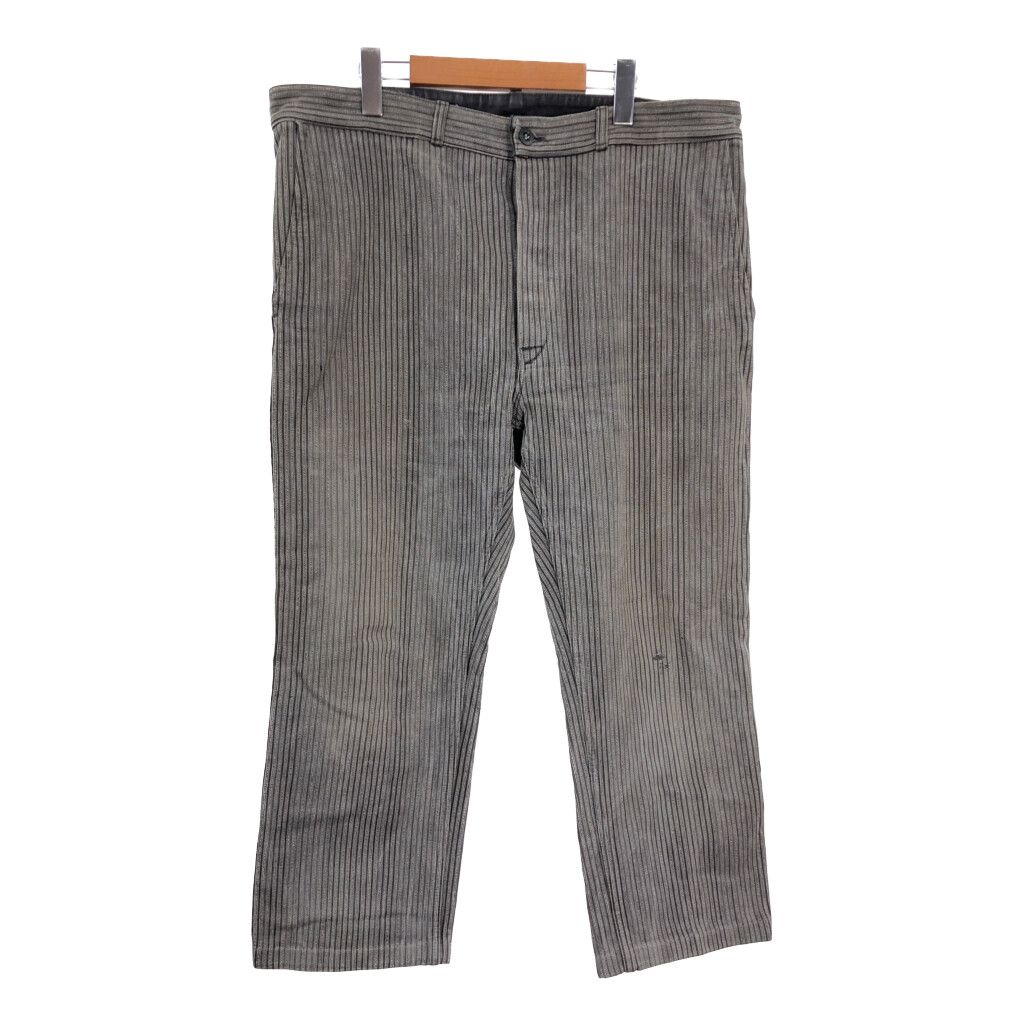 50年代 フランス製 Masurel モールスキン パンツ ストライプ グレー (メンズ W38相当) 中古 古着 R8190