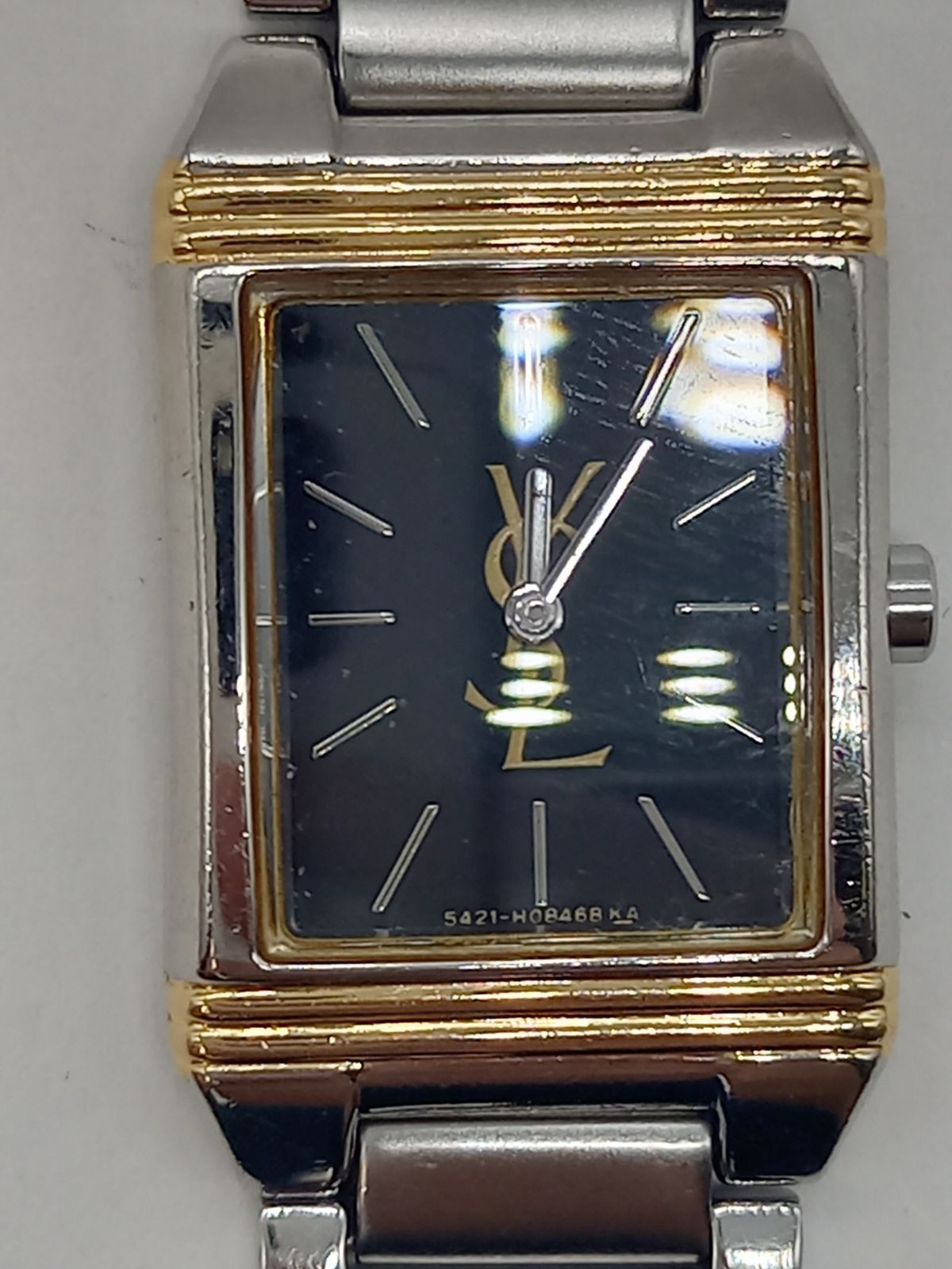 【稼動品】イブサンローラン コンビ スクエア 腕時計 レディース 稼動品】YSL イヴサンローラン コンビカラー スクエア 腕時計