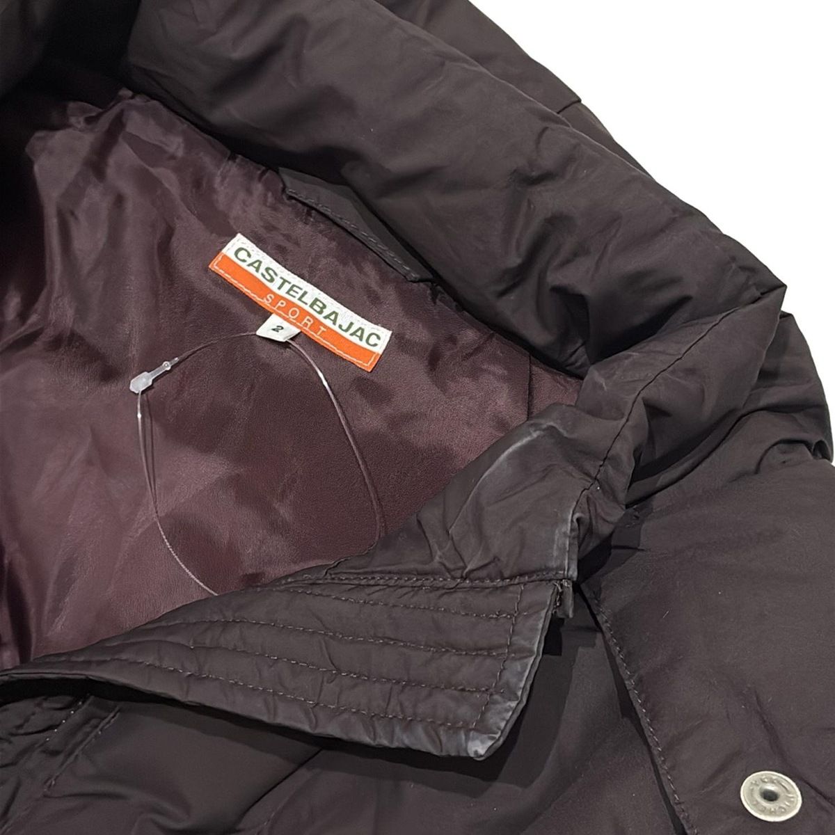 カステルバジャックスポーツ ダウンコート サイズ2 M レディース - ダークブラウン×アイボリー×マルチ 長袖 ワッペン 冬 SIROKUMA-CORPORATION_COM