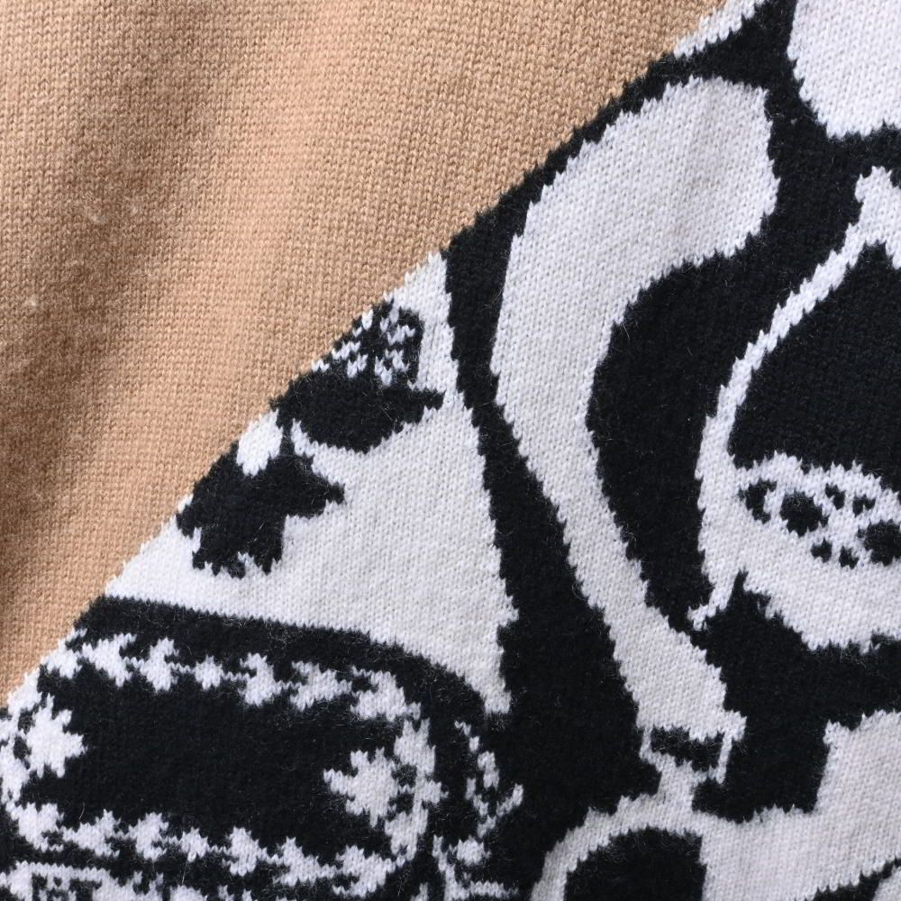 HERMES イギリス製 カシミヤ 柄切替 オーバー ニット 34 キャメル エルメス KL4BS2KC75 HERMES - HERMES イギリス製 カシミヤ 柄切替 オーバー ニットの