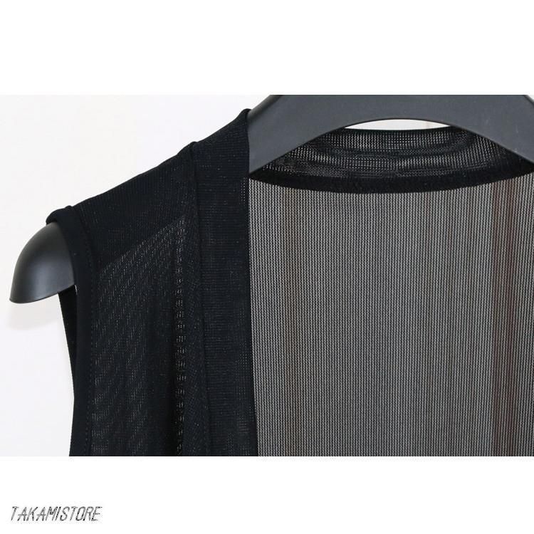 ジレベスト レディース シフォン 薄手 ロング ノースリーブ