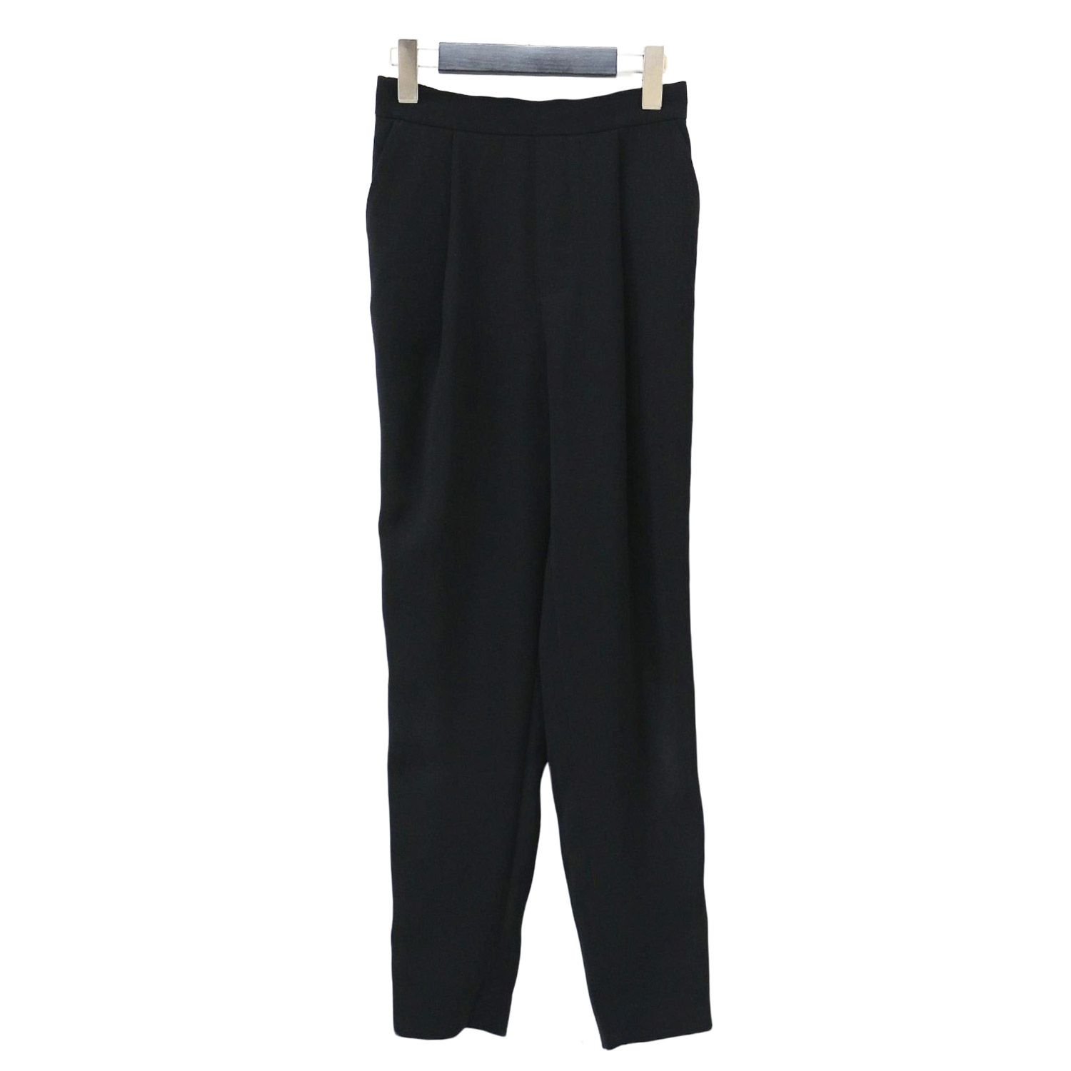 ENFOLD エンフォルド パンツ ブラック 黒 サイズ 36 S | バックサテン ジョーゼット ゴム ジョッパーズ | パンツ テーパード タック | ボトムス ズボン レディース