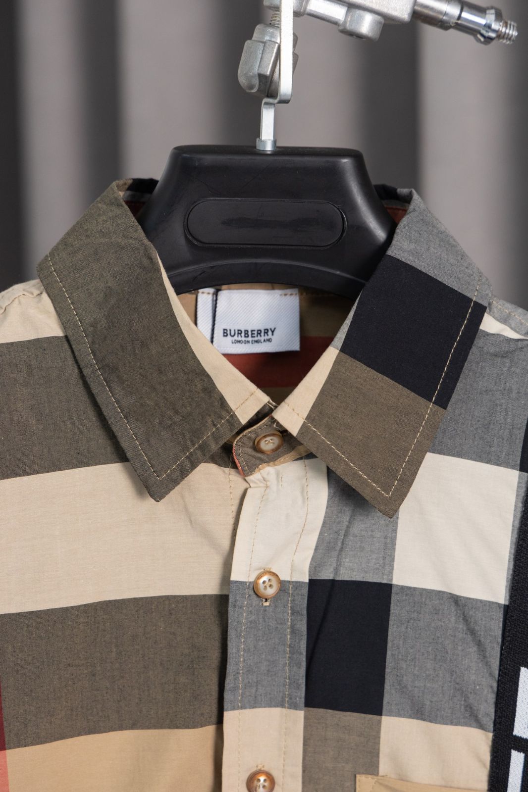バーバリー BURBERRY パッチワーク カラーブロック 19AW シャツ BURBERRY バーバリー パッチワーク シャツ S チェック ベージュ