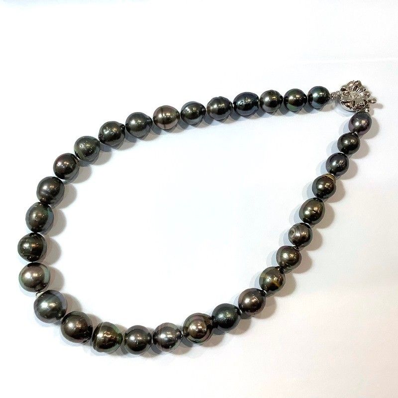 黒蝶真珠 バロックパールネックレス シルバー刻印 ネックレス ピアス  