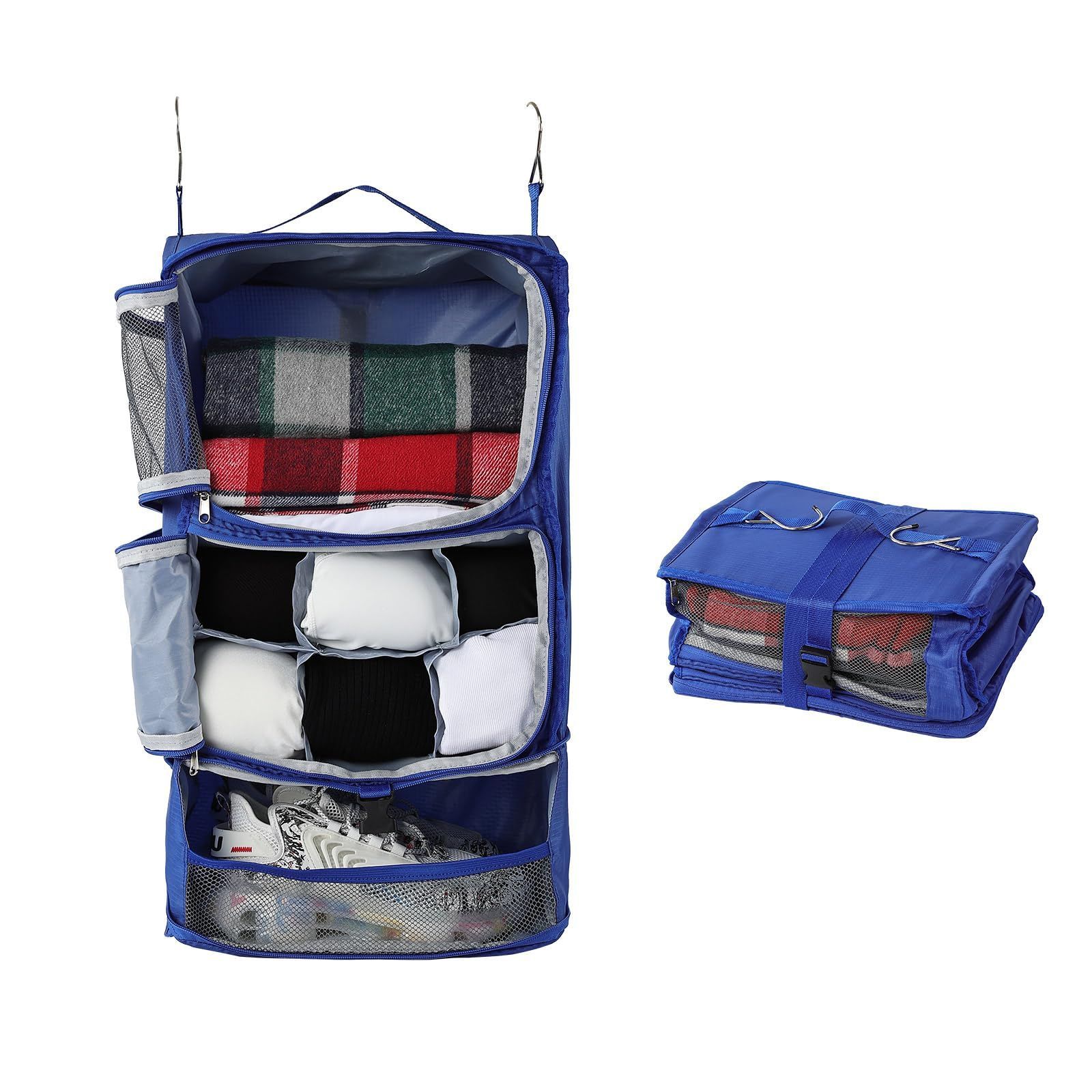 Size XXL_Color BLUE TABITORA タビトラ 吊り下げ収納バック 収納ボックス トラベルポーチ 旅行グッズ 圧縮ポーチ 吊り下げ トラベルクローゼット インナーバッグ 整理収納 分類 衣類 服 洋服入れ 持ち運べる クローゼット 大容量