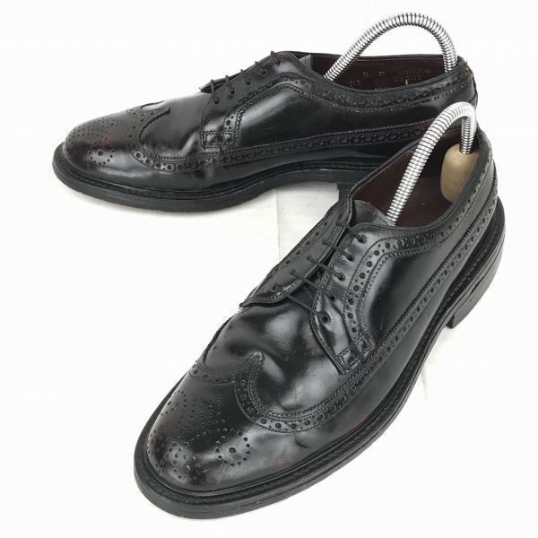 80s-90sビンテージ NUNN BUSH|ナンブッシュ グッドイヤー製法|本革|ロングウイングチップ 8D|25.5|赤茶 アメリカンブローグ◆i-26