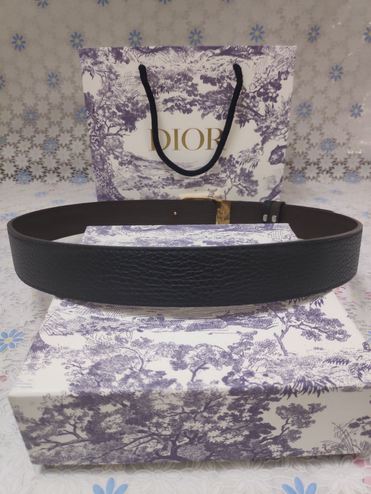 クリスチャンディオール ベルト CD金色バックル　115cm Dior 新品□ChristianDior CD イニシャル ゴールドバックルベルト