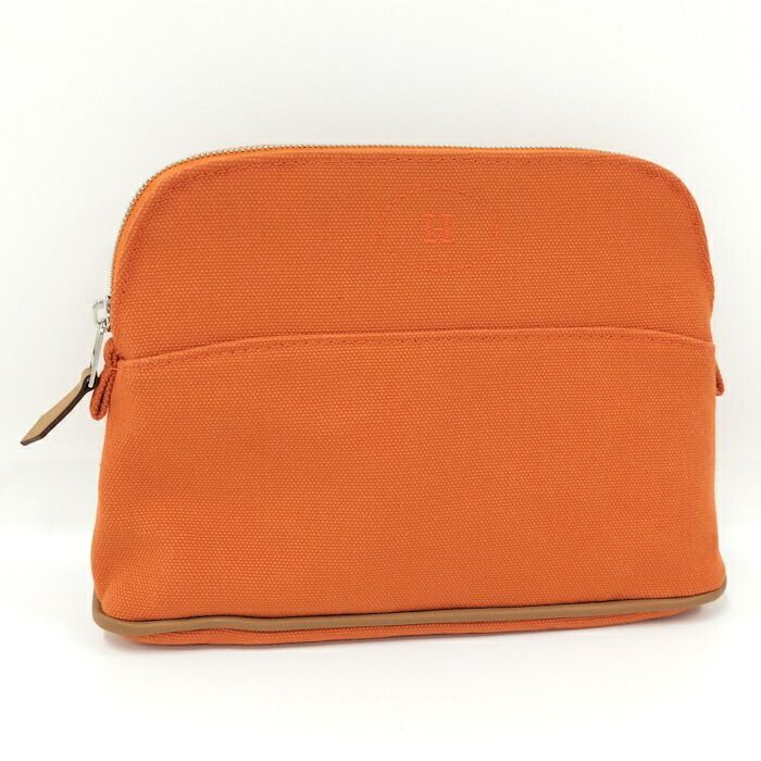 HERMES ボリードポーチ ミニ ポーチ キャンバス オレンジ