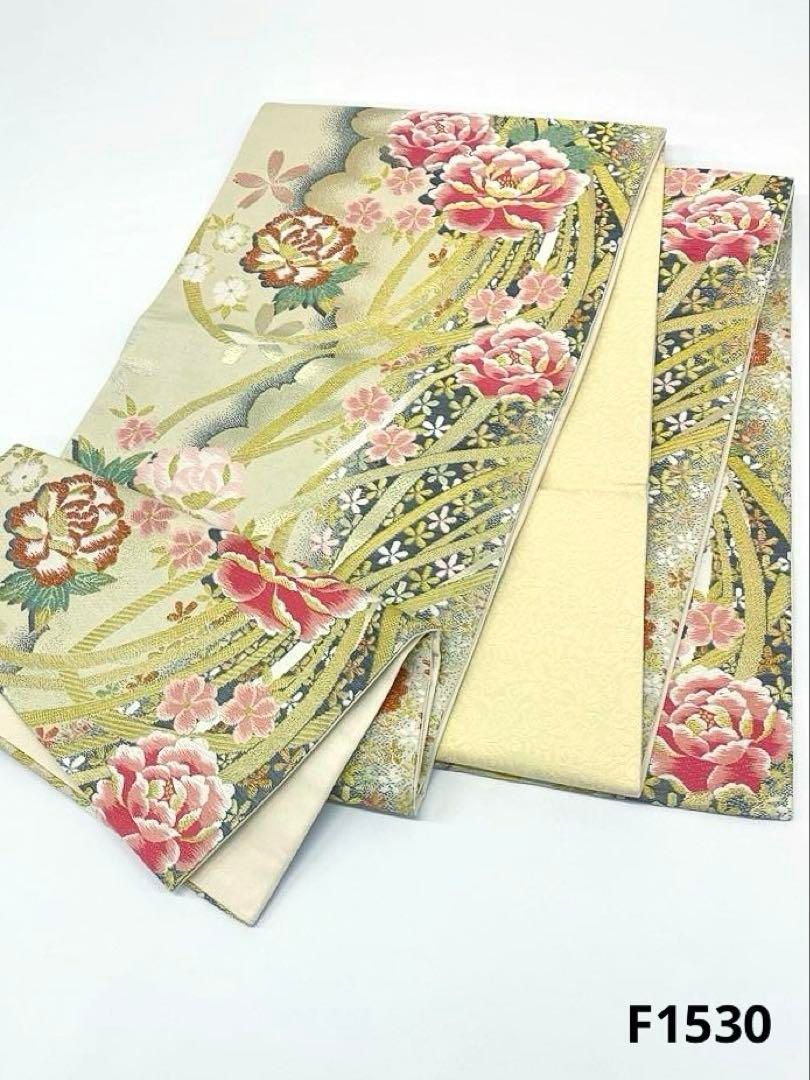 袋帯 正絹 振袖 豪華 牡丹 ロングサイズ