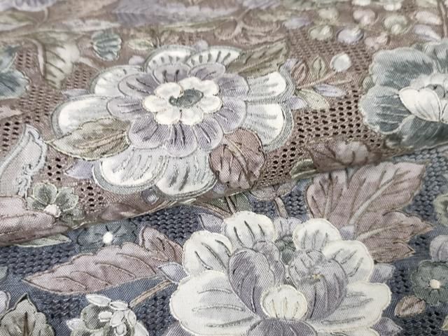 平和屋本店□極上 中国三大刺繍 スワトウ刺繍 総刺繍 本場大島紬 白