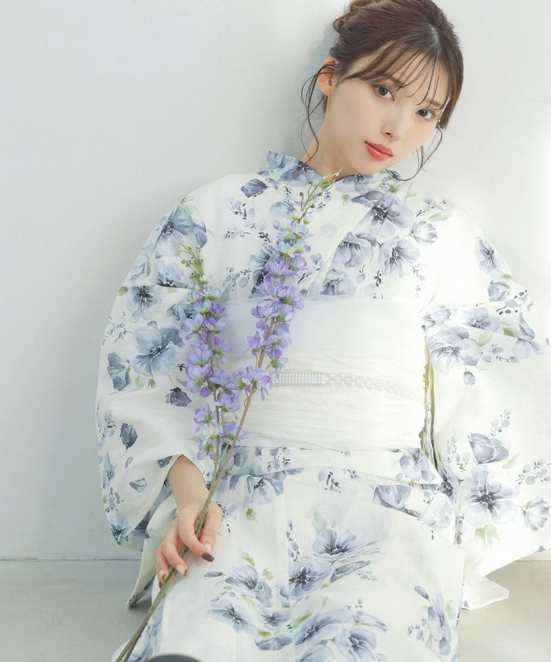 Dita 浴衣 2025 水彩の雪月花(凉) 2025 浴衣5点セット(ゆかた・帯・下駄・着付けマニュアル