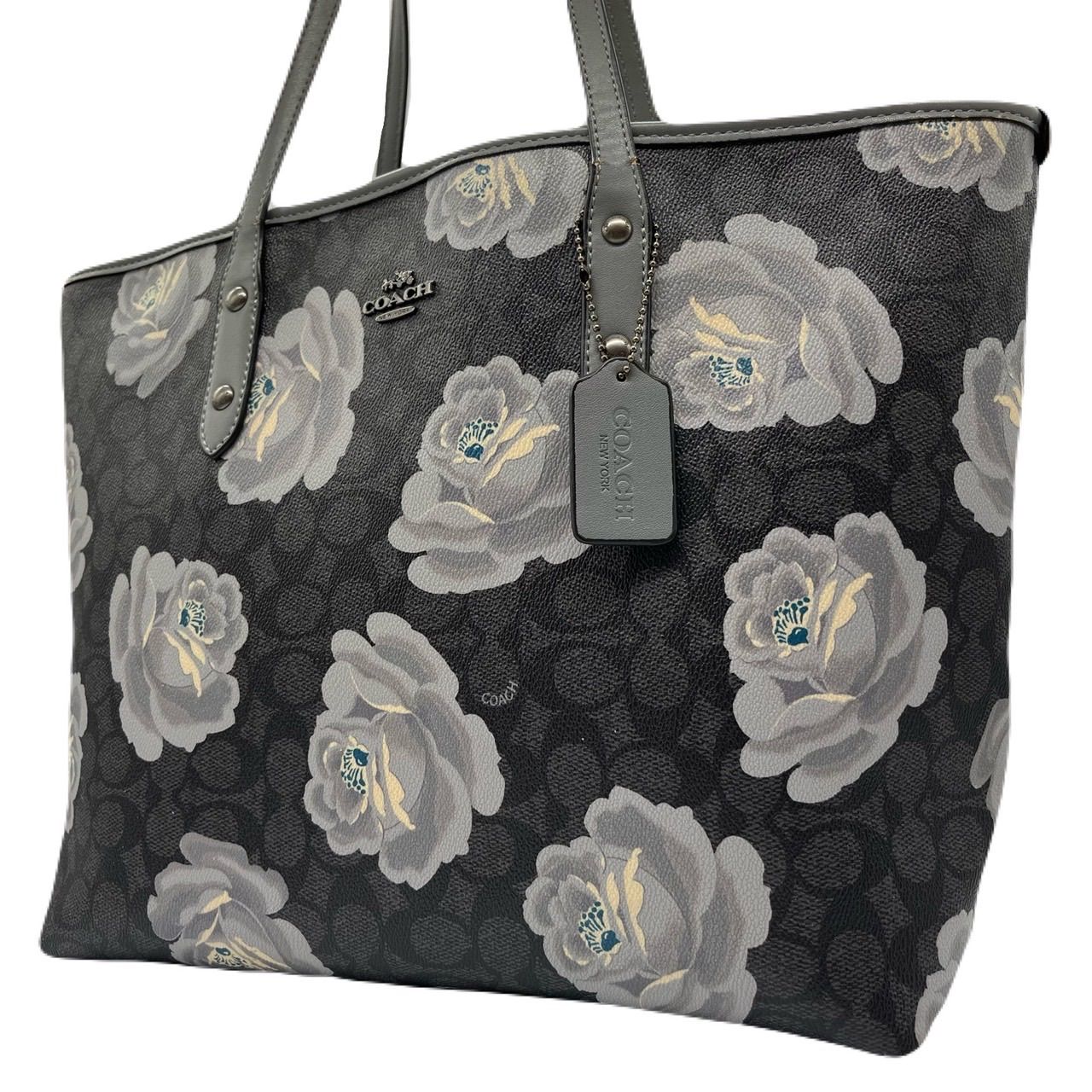 希少色<!-利用不可文字-!>COACH トートバッグ シグネチャー 薔薇 大 