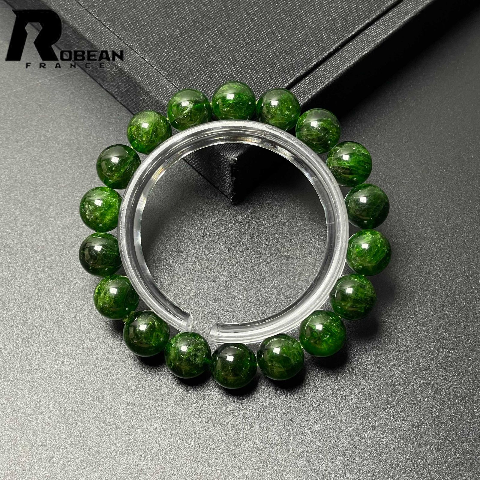 逸品 EU製 定価24万円★ROBEAN・ダイオプサイド・ブレスレット★パワーストーン 天然石 アクセサリー 綺麗 オシャレ プレゼント2 ギフト 10.4-10.6mm M0626674