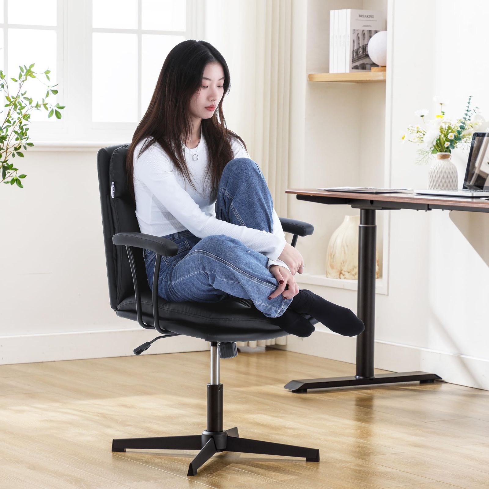 新着商品】Okeysen オフィスチェア デスクチェア ホイールなし 椅子 ...