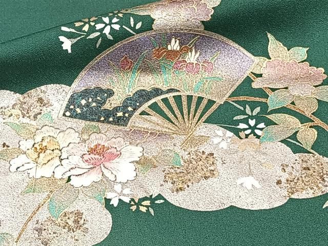 平和屋着物▽訪問着 単衣 吉祥花鳥文 暈し染め 金銀彩