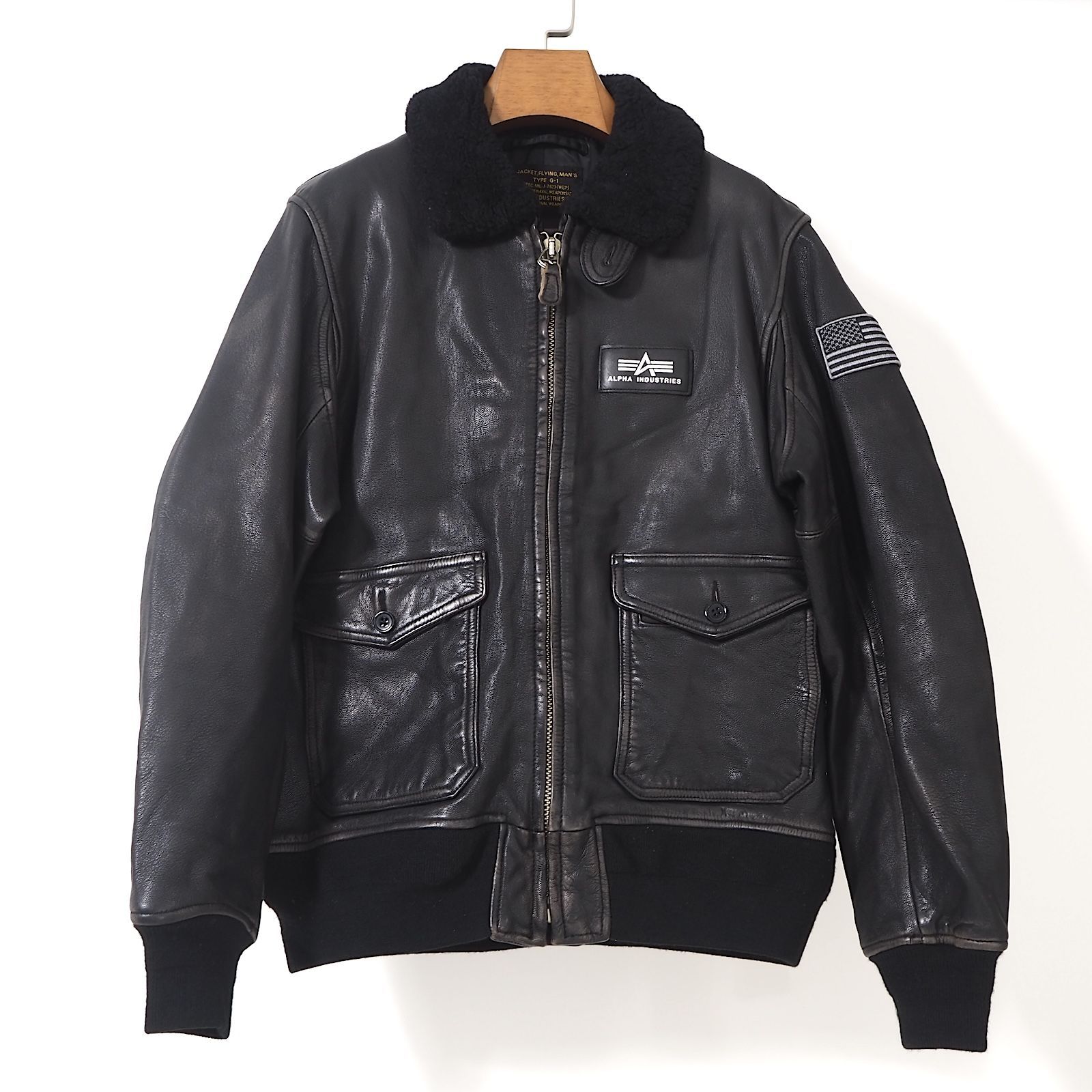 アルファインダストリーズ ALPHA INDUSTRIES G-1 レザー フライト ジャケット XL ブラック メンズ 正規品 4-CI061 -  メルカリ