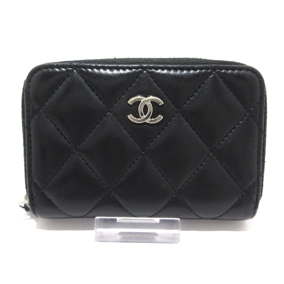 CHANEL シャネル コインケース クラシック ジップ コインパース マトラッセ AP0216 黒 シルバー金具|ラウンドファスナー ラムスキン
