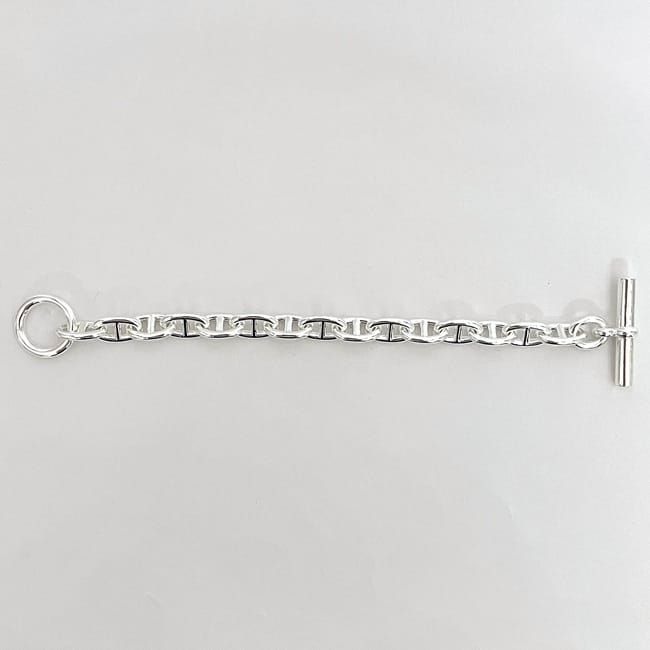 【美品】 Hermes シェーヌダンクル MM 15 シルバー エルメス ブレスレット シェーヌダンクル MM 15コマ シルバー