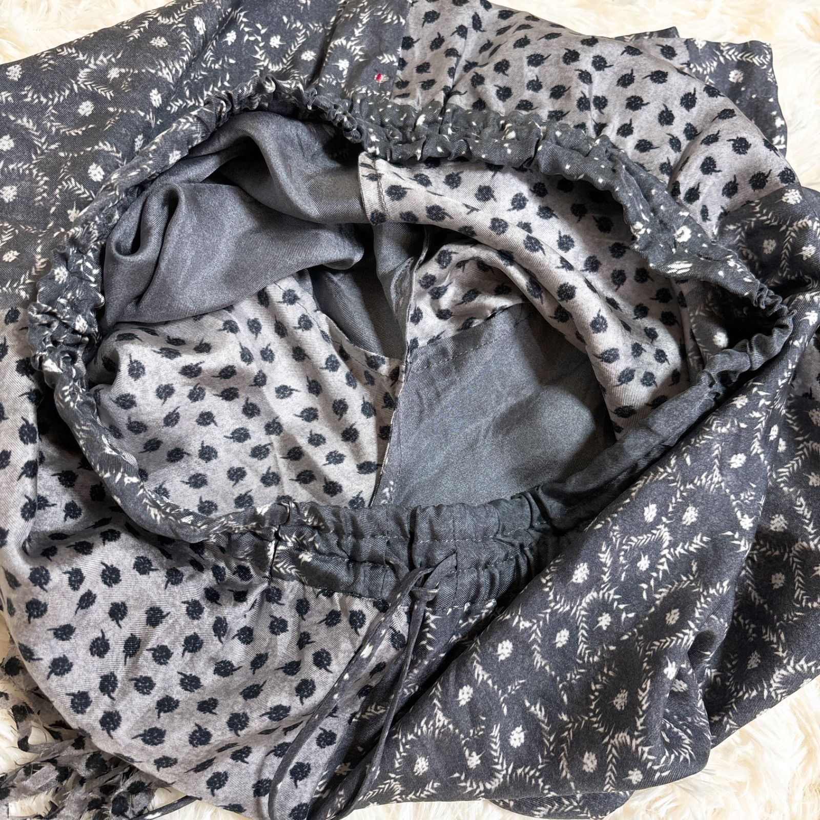 TOWAVASE トワヴァーズ Sarasa Pants Gray シルク100% ワイドパンツ 花 