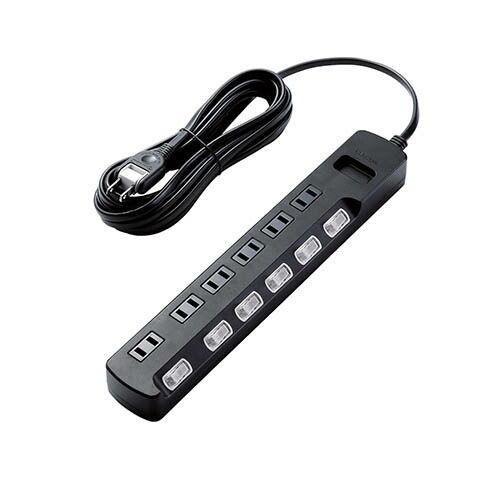 5個セット エレコム AV雷ガードタップ|個別スイッチ|ホコリシャッター付|6個口|5m|ブラック AVT-K6A-2650BKX5