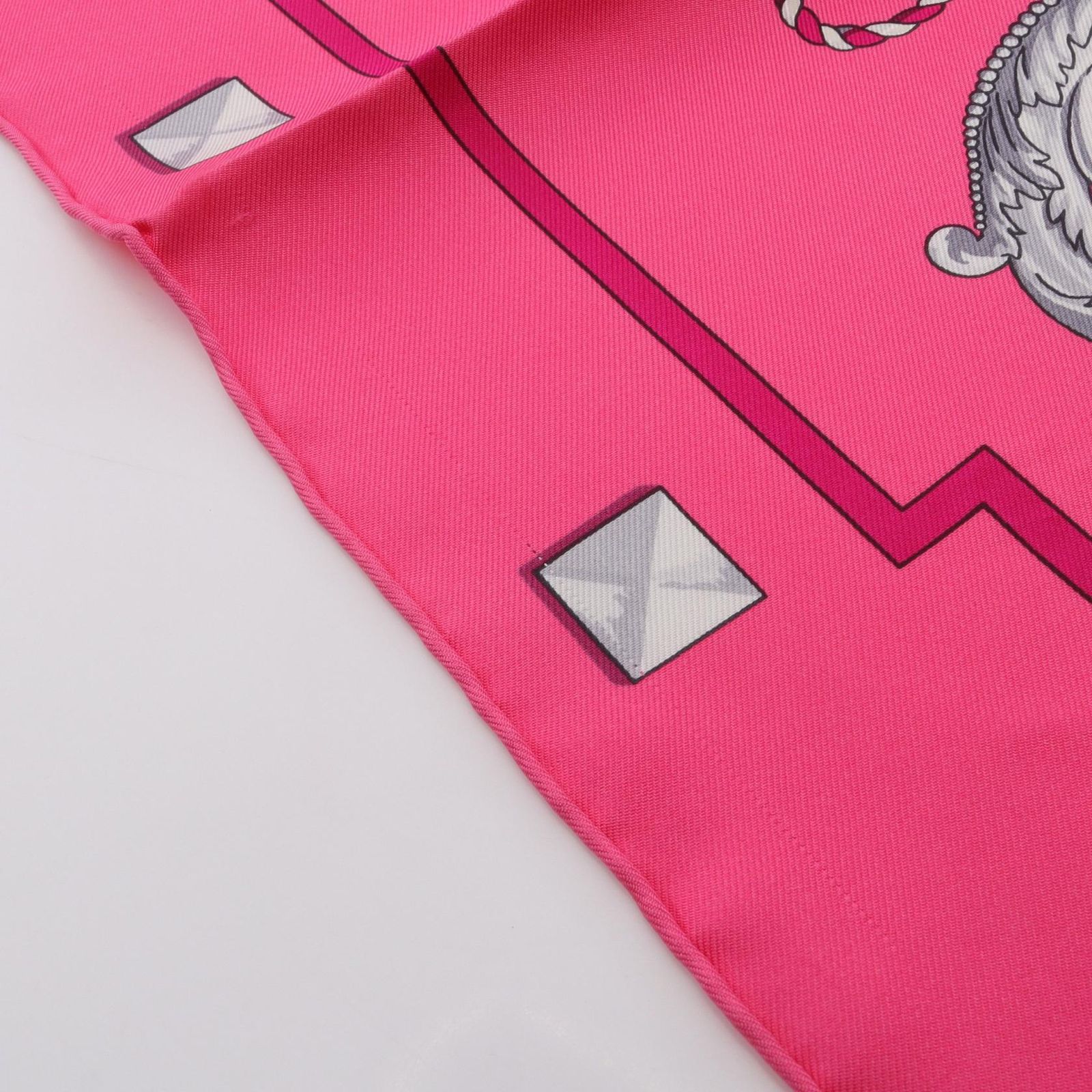エルメス HERMES スカーフ カレ90 LES CLES ピンク シルク カレ90