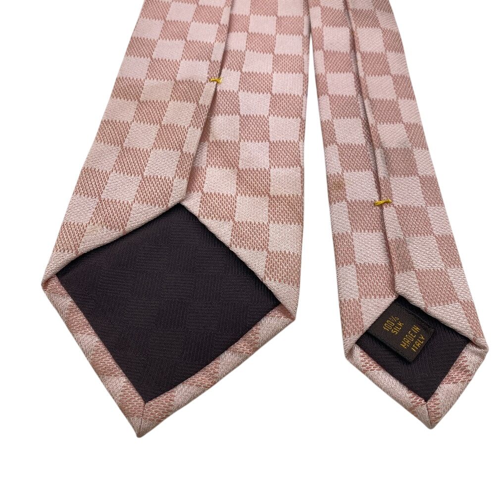 ☆即発 LOUIS VUITTON ダミエ ネクタイ ピンク シルク 伊製 美品 美品】ルイヴィトン ネクタイ ダミエ ピンク系 シルク100% 高級 結婚式