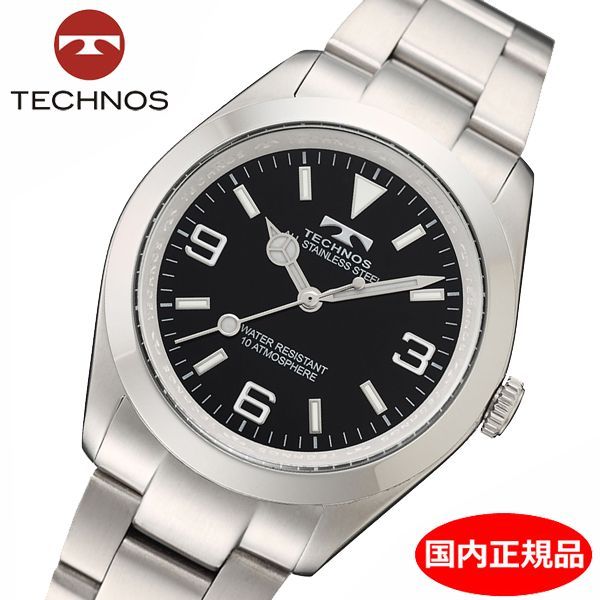 新品】【テクノス】 TECHNOS 腕時計 メンズ ブラック文字盤