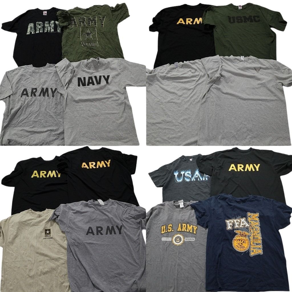 古着卸 ミリタリー 半袖Tシャツ 16枚セット メンズ Ｌ |XL デジカモ アーチロゴ ARMY ファイヤー 古着 NA1861