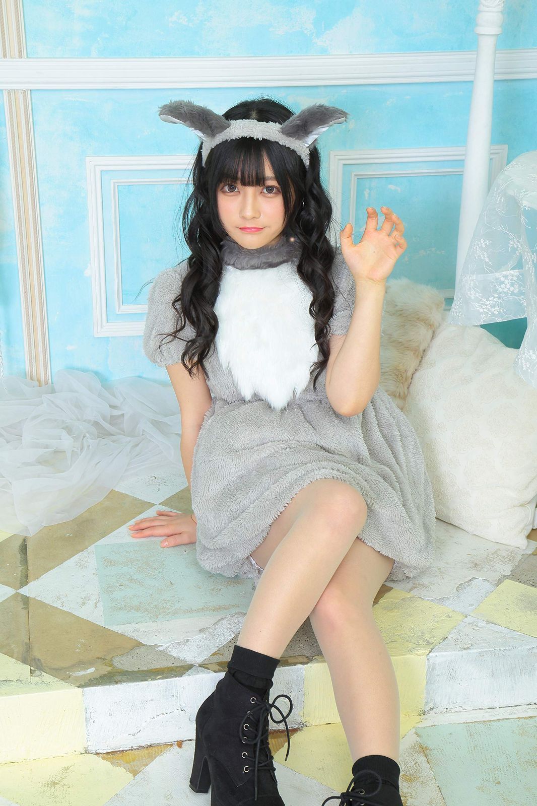 グレー ファー コスプレ衣装 耳付き HW ふわもこアニマル グレーウルフ コスチューム レディース
